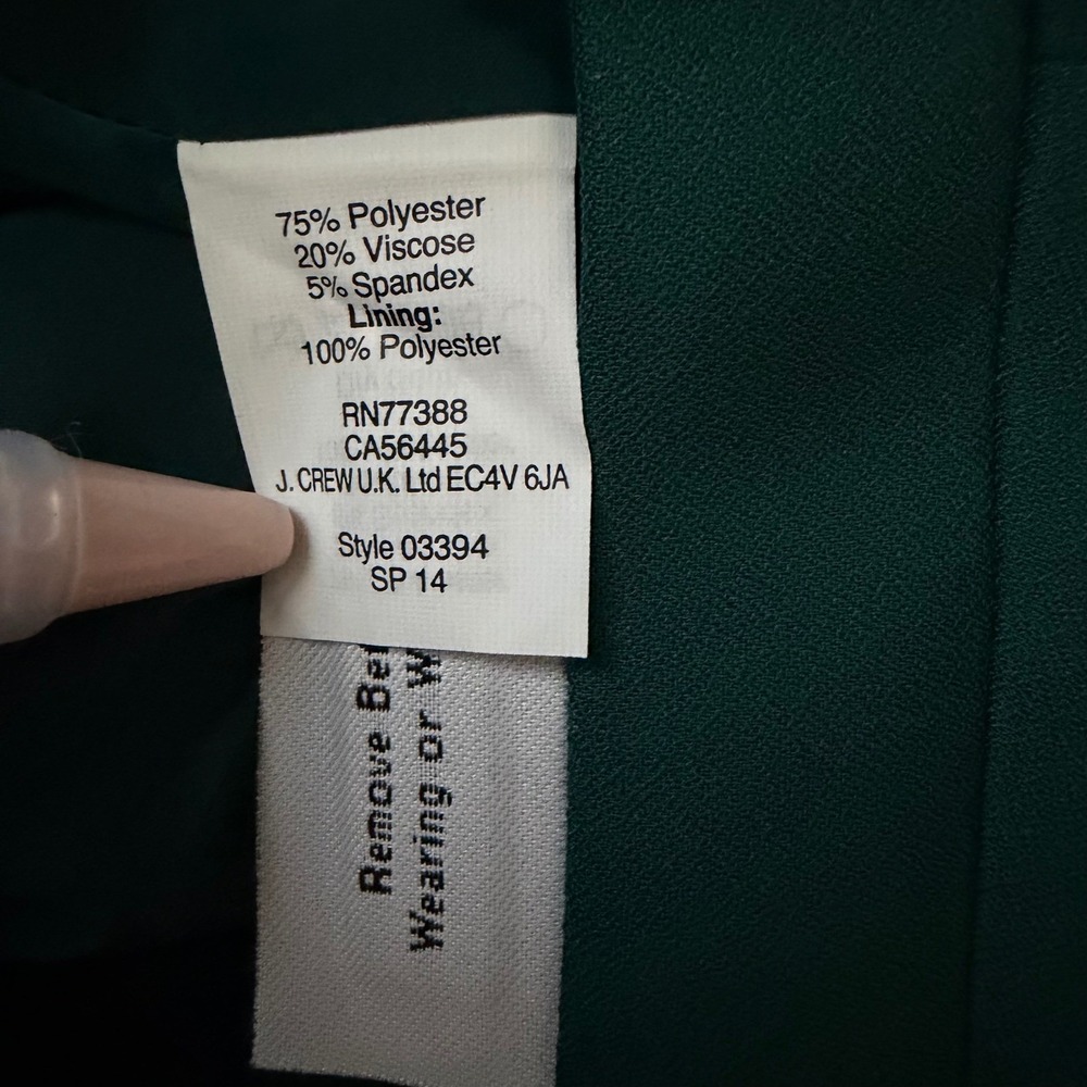 J.Crew A-Line Mini Skirt 2 Dark Green Structured Stretch Style 03394 - Picture 4 of 4
